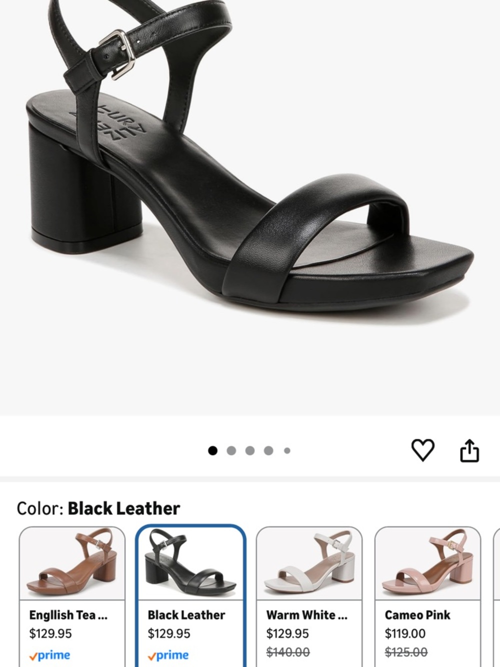 Naturalizer black “Izzy” block heel sandals 7.5